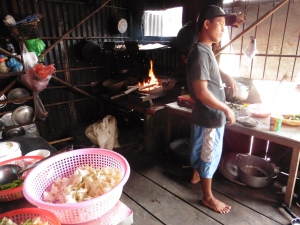 A kitchen in a private home  in the floating village